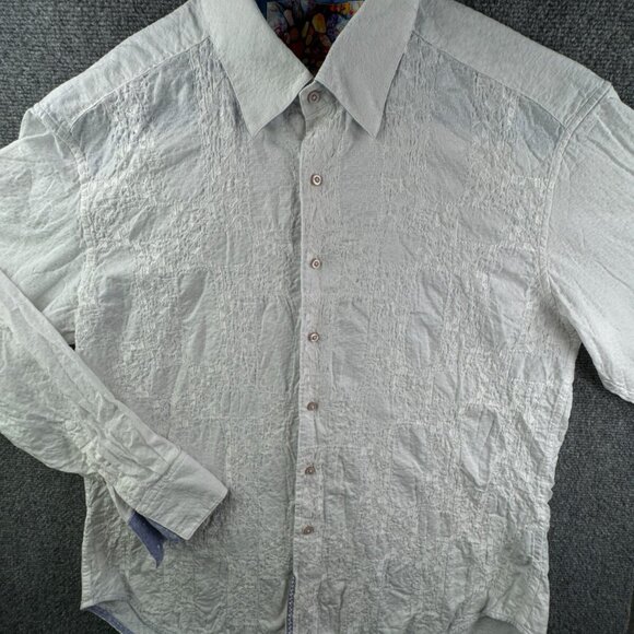 Robert Graham Long Sleeve Button Up Shirt Men Size 2XL White Textured Modal Poly - Picture 2 of 16